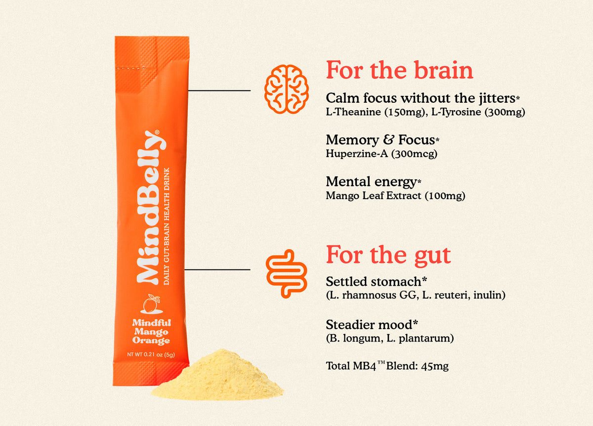 Gut-Brain Health Drink | Psychobiotics + Nootropics for Mood & Cognitive Support