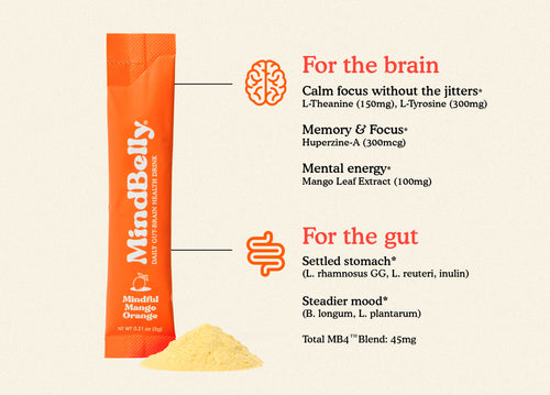 Gut-Brain Health Drink | Psychobiotics + Nootropics for Mood & Cognitive Support